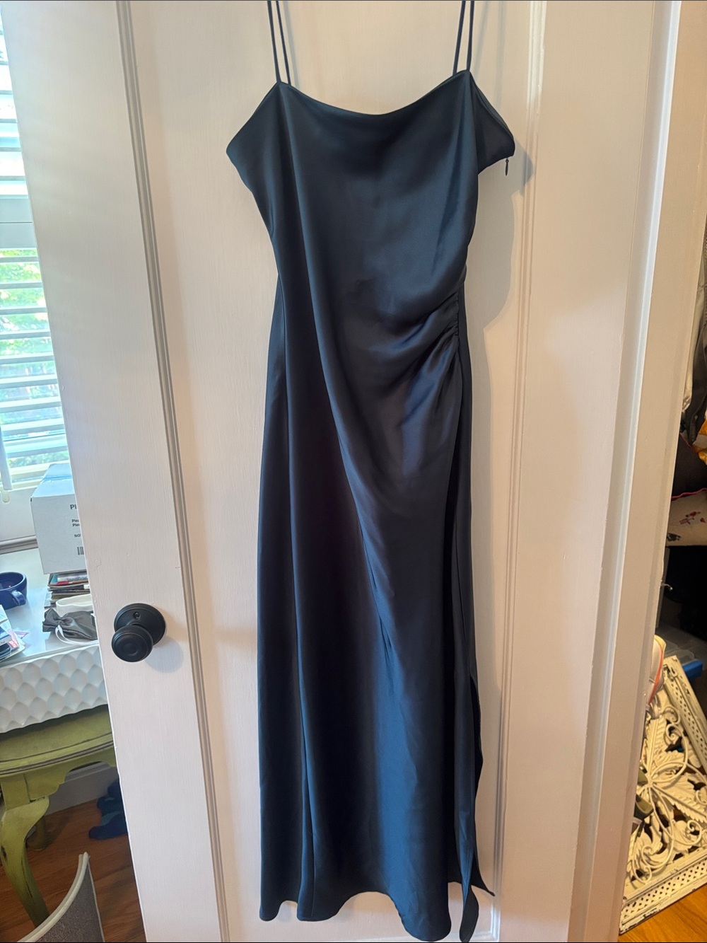 Zara Black Satin Midi Slip Dress